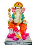 Beautiful n Colorful Fiber Medium Ganesh Statue - 10.25" # 66